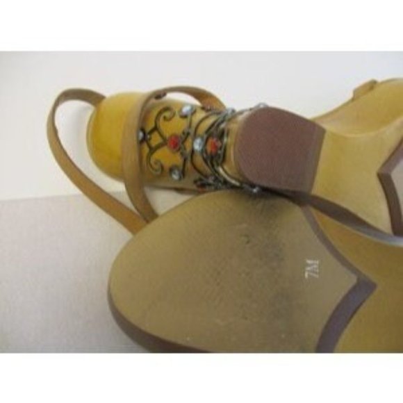 *Lisa and Vicky Wooden Wedge Blue Felt Jeweled Platforms - Picture 4 of 9